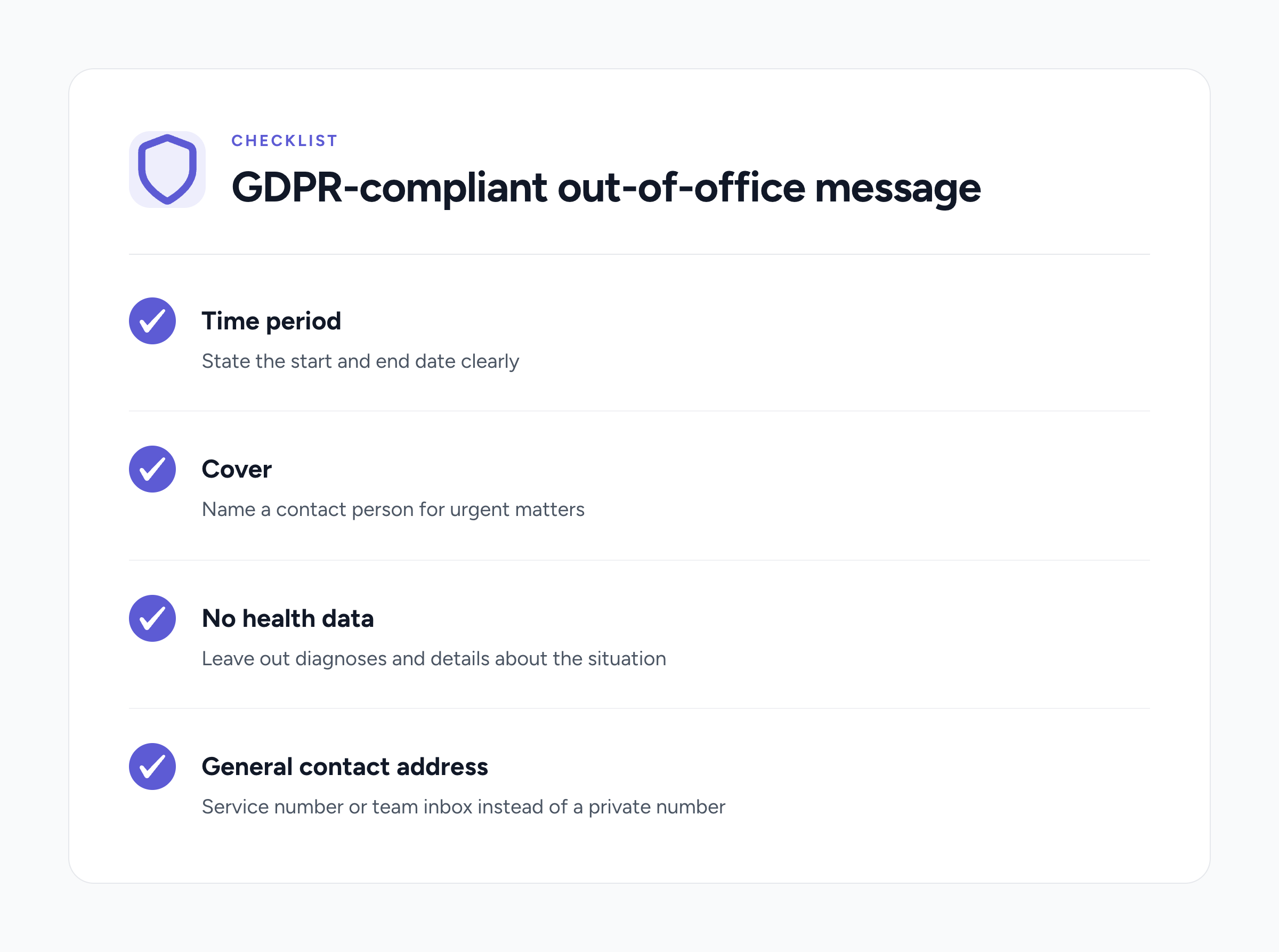 Checklist for a GDPR-compliant out-of-office reply