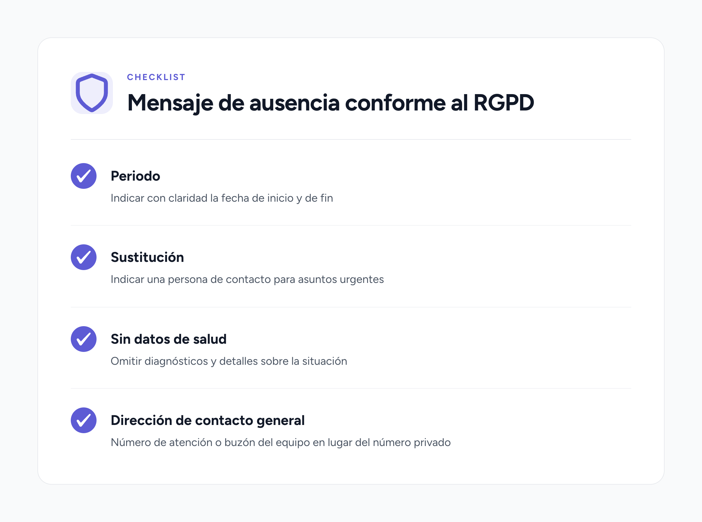 Checklist nota de ausencia conforme al RGPD