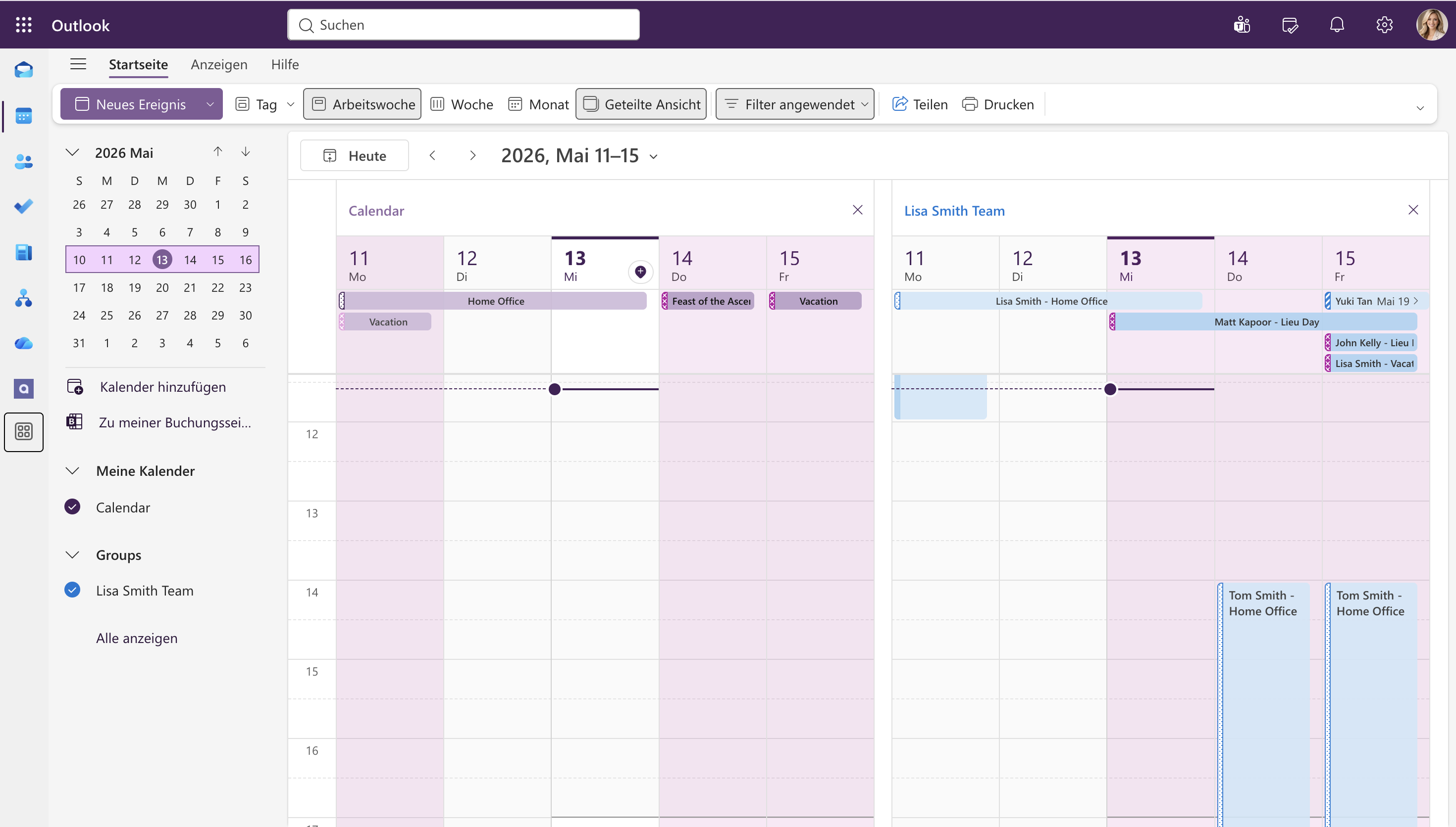 Outlook-Kalender mit der absentify-Schaltfläche im Ribbon
