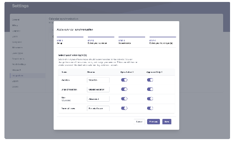 Sincronización de calendario en absentify – paso 5