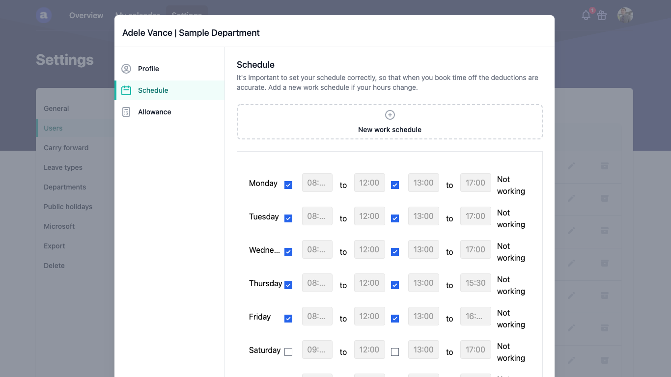 Work schedules